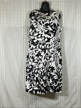 American Living Black & White Floral-Print Midi Dress